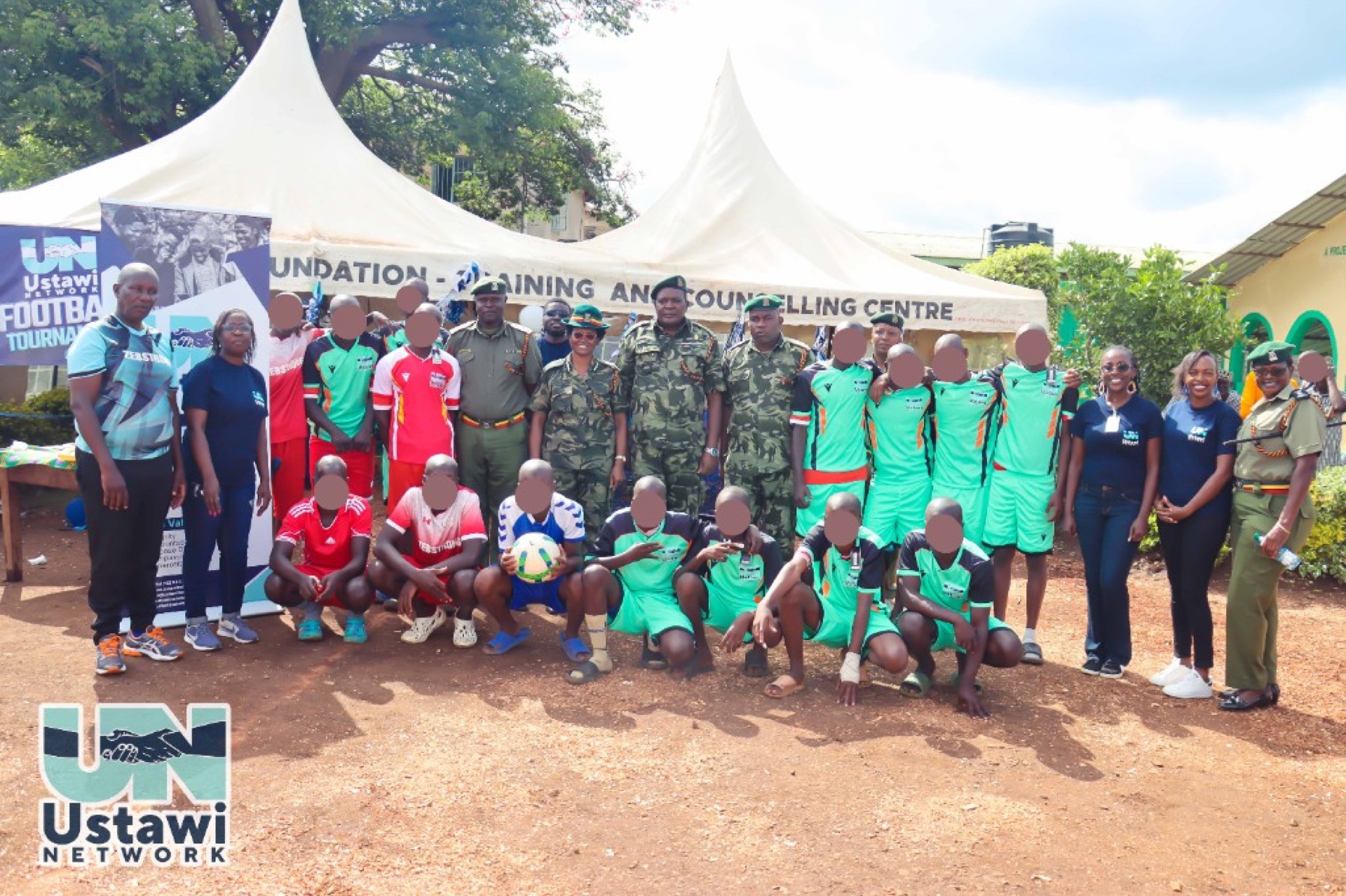 Group photo during the Ustawi Network football tournament.